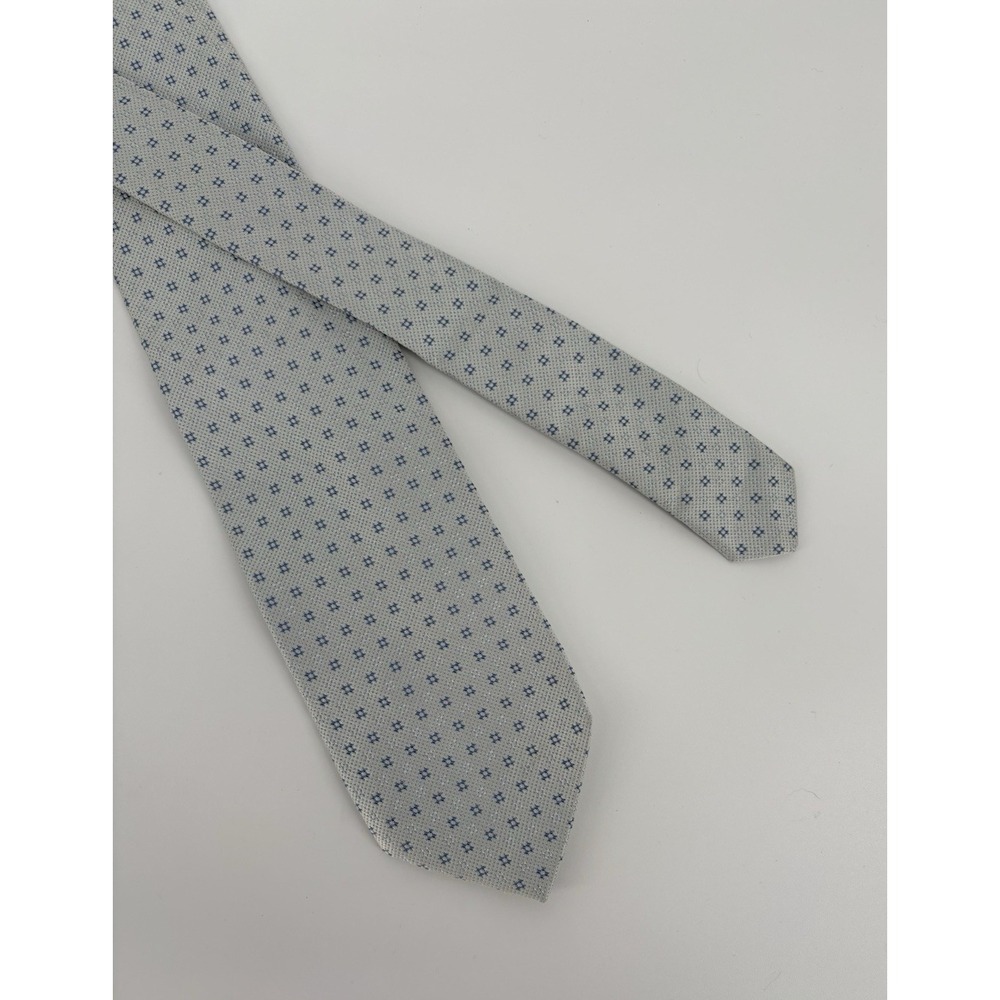 HUGO BOSS Blue Geometric Jacquard Silk Tie 56" x 3.5" Classic Made in Italy